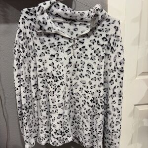 SHEIN Black and White Leopard Print Jacket